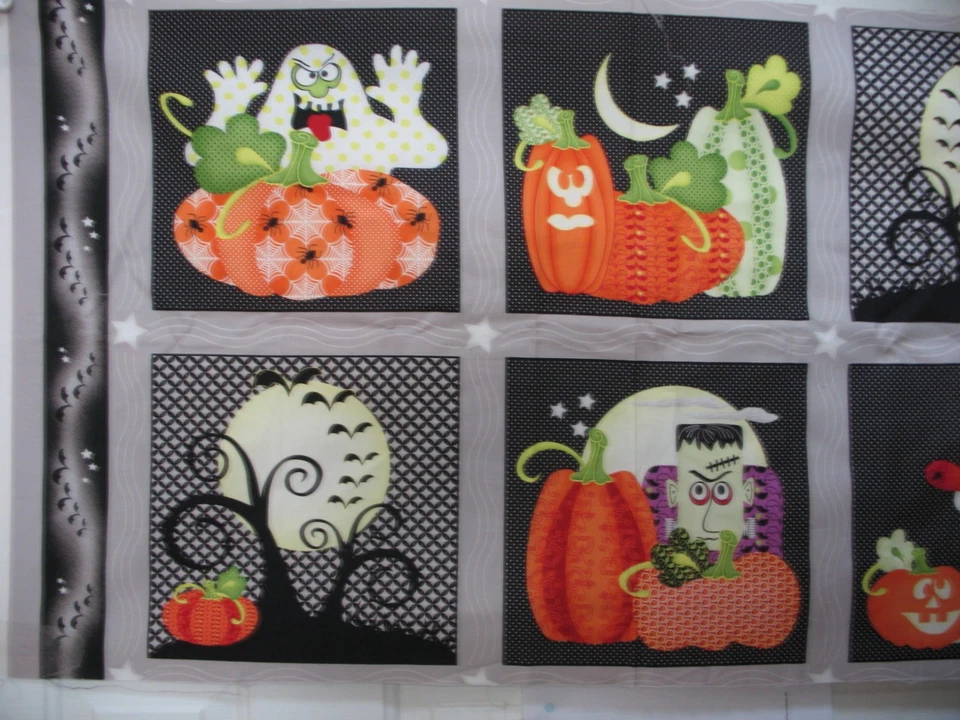 PANEL DE TELA de Halloween Frank - n - Friends 23x45" parche de imagen HENRY GLASS Foto 4 de 4