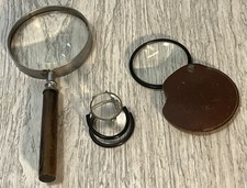 Vintage 1960's Bausch & Lomb Pocket Double Loop & Wood Handle Magnifying Glasses