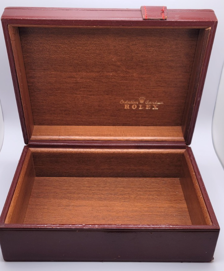 VINTAGE ROLEX WATCH BOX BROWN LEATHER WOODEN 56.00.2 for sale