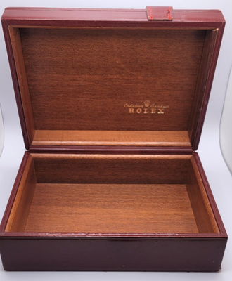 VINTAGE ROLEX WATCH BOX BROWN LEATHER WOODEN 56.00.2 for sale