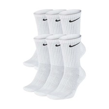 Nike Everyday Cushioned Crew Socks 6 Pairs White Large 8-12  SX7666-100 Men's