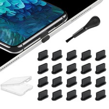 USB C Dust Plug, 20 Pcs Silicone C Port Cover Type C Plug 20Black