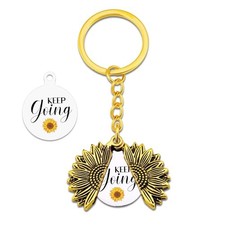 Sunflower Keychain Cute Keep Going Keychain Sunflower Gifts Yellow Gifts For