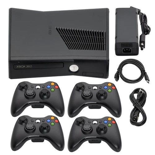 Microsoft Xbox 360 S Console 4GB 250GB 500GB Black + 1-4 Controllers + USA