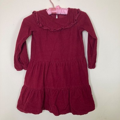 h&m red corduroy dress H&M Red Corduroy Dress Girls 6X Peplum Bottom Long Sleeve Country Prairie