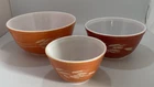 Pyrex Autumn Harvest Rust Mixing Bowls 401 402 403 Vintage Nesting Bowl Wheat