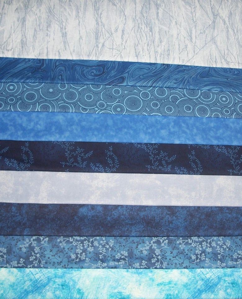 9 Blues Fat Quarters Bundle Tonal one on tone Fabric Precut - Image 2 of 3