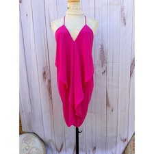 Love Culture Hot Pink Draped Mini Dress Open Back V-Neck Small