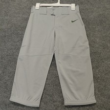 NWT NIKE TEAM Baseball Pants Boys Size Large Gray Stretch Snap Pockets Softball