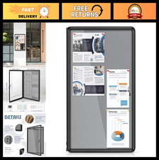 Lockable Enclosed Bulletin Board 36x24" - Tamperproof Felt Display for Office, S