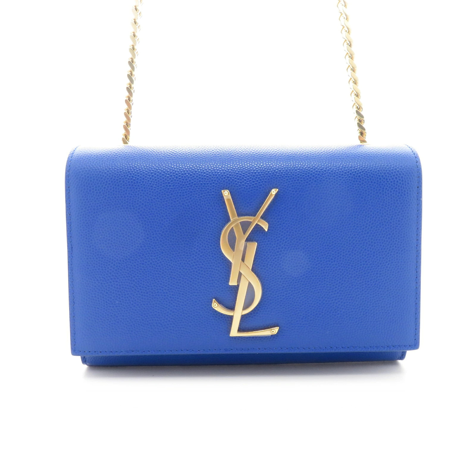SAINT LAURENT Kate Chain Shoulder Bag Blue Leather Box and Papers #DB2763