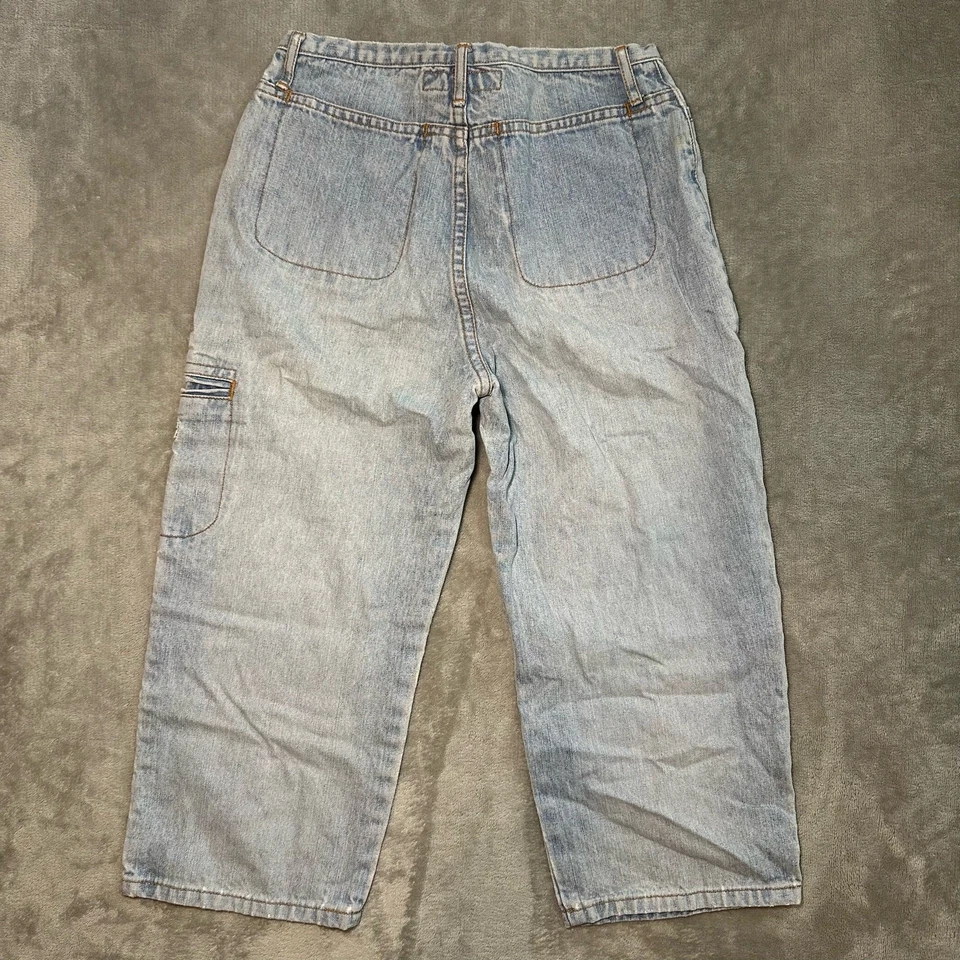 Pantalones de mezclilla Y2K Unionbay capri para niñas talla 14 *23x18,5 lavado claro pierna ancha informales Foto 2 de 4