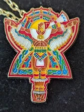 Vintage Southwest Enamel Kachina Dancer  Bird Feathered Man Brooch Pendant 