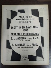 1960 Scottish Six Days Trial SSDT Ad Gordon Jackson AJS Sammy Miller Ariel Mobil