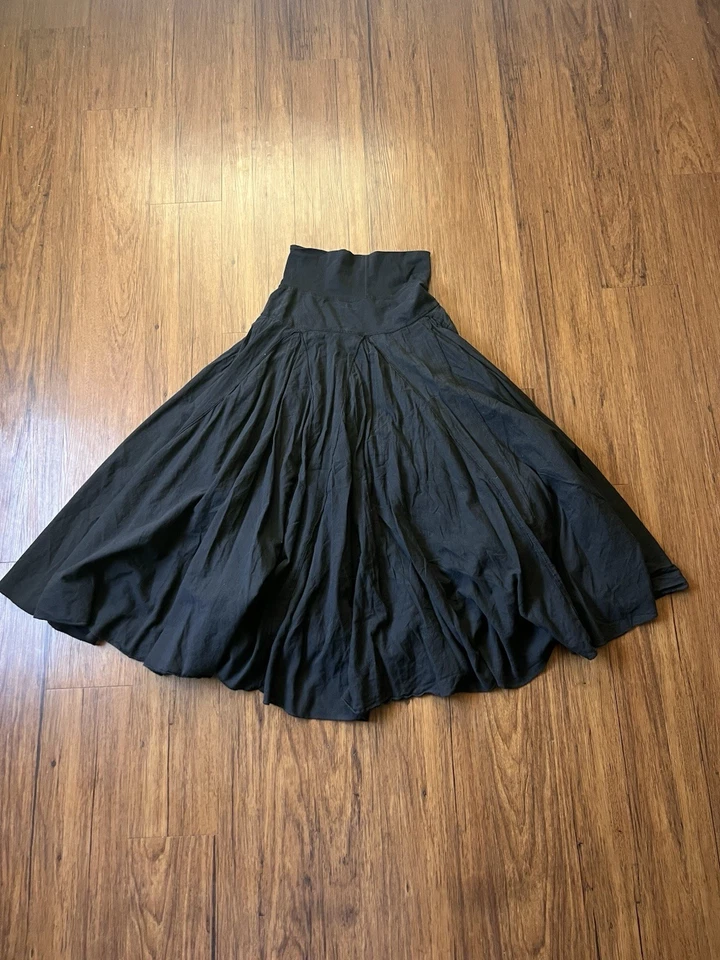 Maxi Falda Vintage Y2K Años 90 En Niveles XS Negra Retazos Acampanada Capricho Hada Gótica Foto 4 de 4