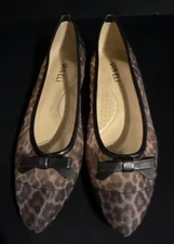 Vaneli Mesh Leopard Print Flats  8 M