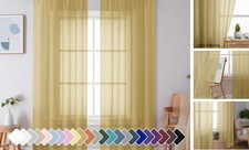 Sheer Curtains 84 Inches Long 2 Panels, Light 42"W x 84"L Pack of 2 Gold