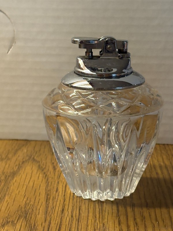 Vintage Princess House Highlights Lead Crystal Tabletop Cigarette Lighter empty