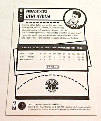 2021-22 Panini - Hoops #80 Deni Avidija Yellow Washington Wizards