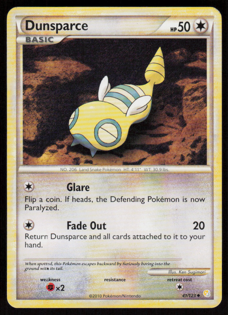 Dunsparce 41/123 Uncommon HeartGold & SoulSilver Pokemon LP
