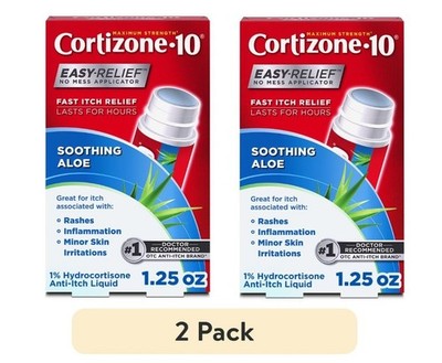 2Pack Cortizone-10 1% Hydrocortisone Anti Itch Rollon Liquid for Eczema Bug Bite