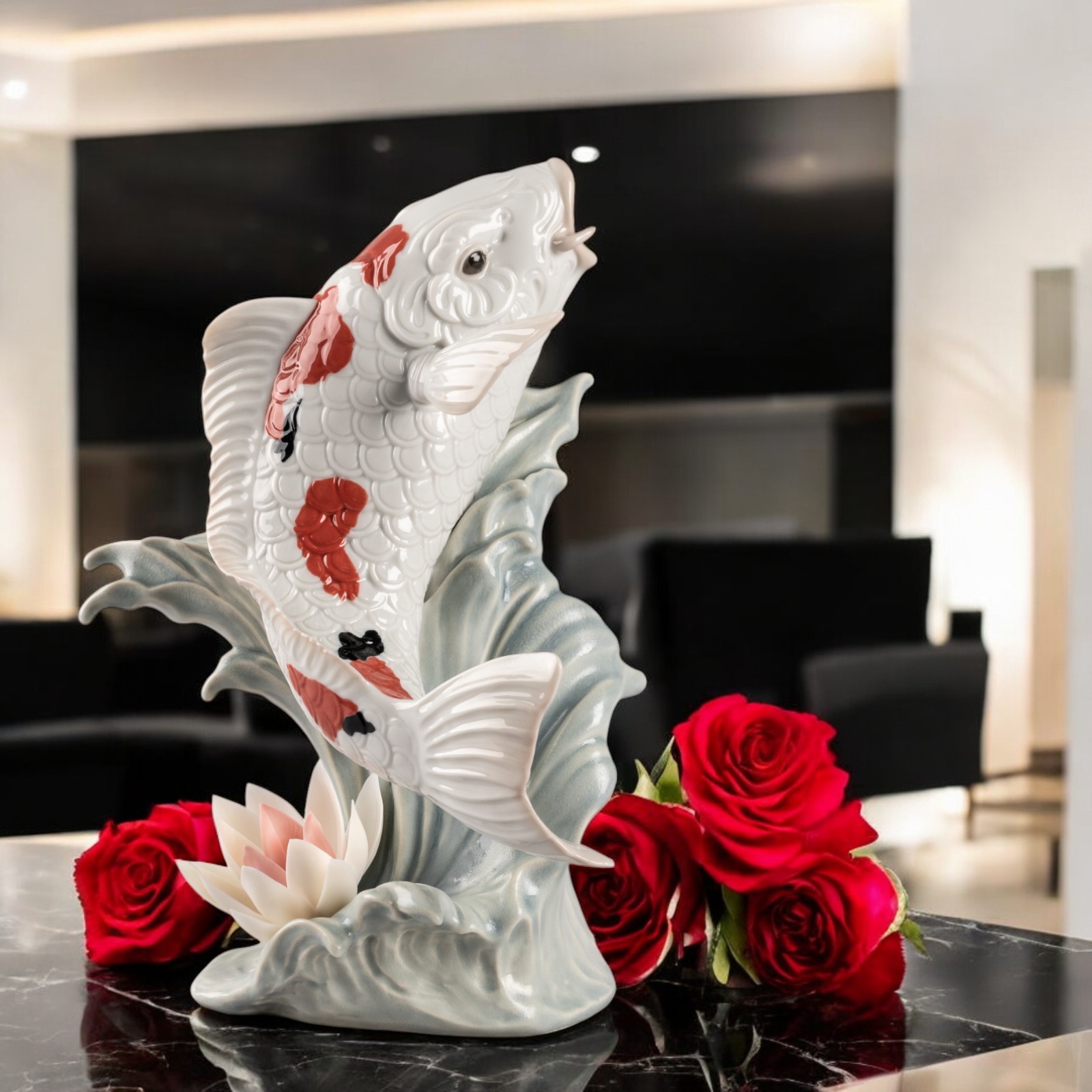 Lladro Koi Fish Figurine 01009431 Model 9431 Handcrafted Porcelain