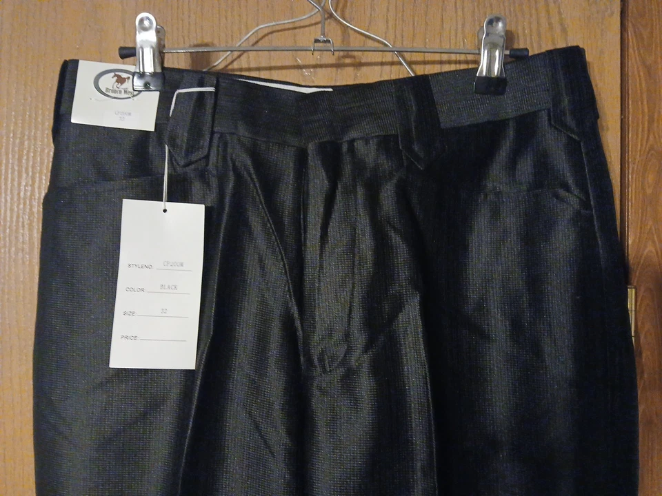 Men's Bronco West Black Flat Front pants Sz 36 Inseam 38 Unfinished NWT 41ra - Image 2 of 4