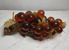 Vintage LARGE Lucite Acrylic Grape Cluster Amber Driftwood MCM 15” STUNNING