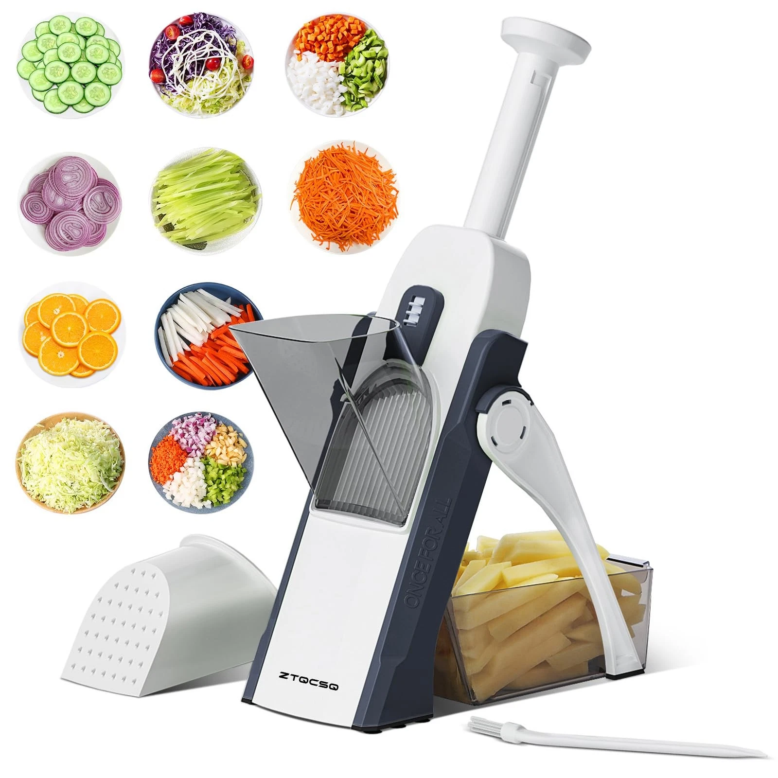 [5 in 1] Mandoline Slicer for Kitchen & Safe Vegetable Chopper & Adjustable M...