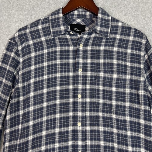 Rails Men Size Small Denim White Grey Brushed Lennox Long Sleeve Button Up Shirt - Picture 2 of 11