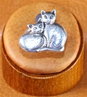 Vintage CAROL FELLEY Southwestern TWO CATS Ring Sterling Silver Size 7