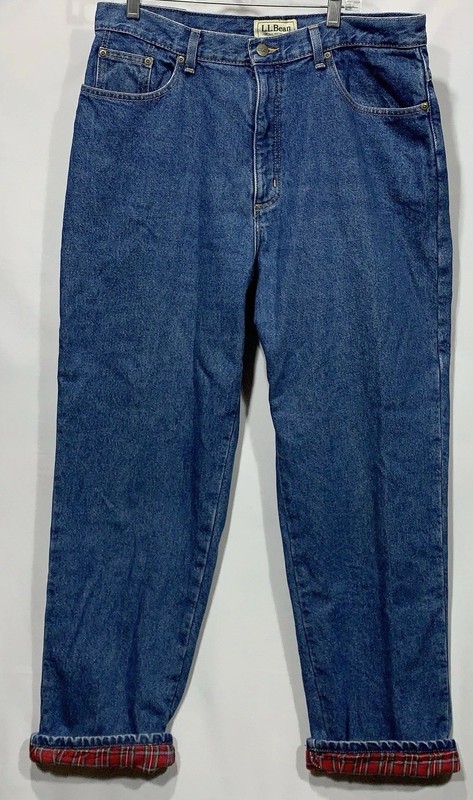 Vintage L.L. Bean Womens Flannel Lined Cotton Jeans Size 16 Regular Blue Denim