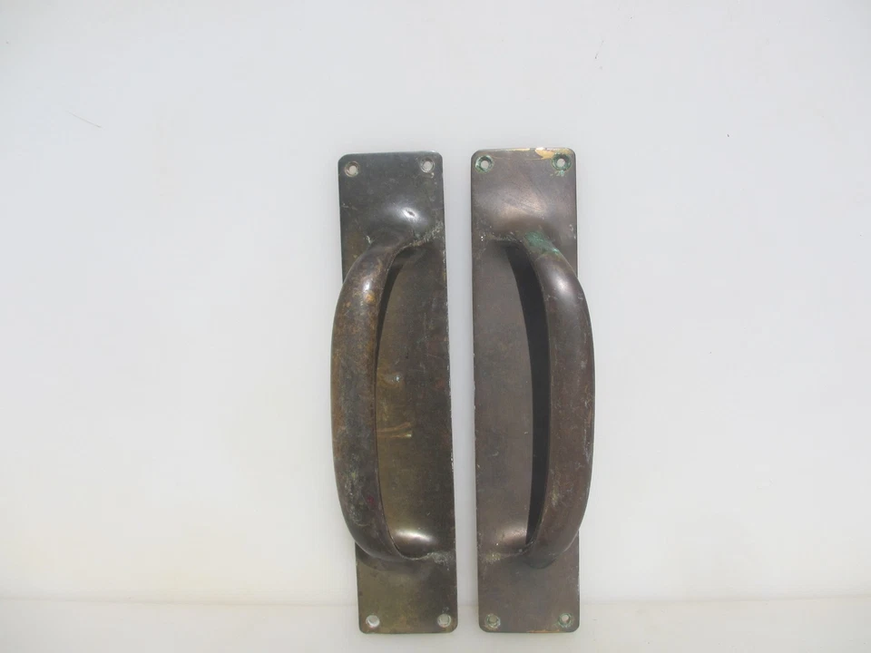 Antique Bronze Door Handles Shop Pulls Pub Architectural Antique Brass Old 12" - Image 3 of 4