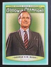 George H.W. Bush 2019 Upper Deck Goodwin Champions Turquoise President #44