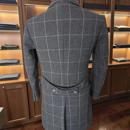Bonobos Wool Overcoat 38r Slim Fit Half Belted Windowpane image 15