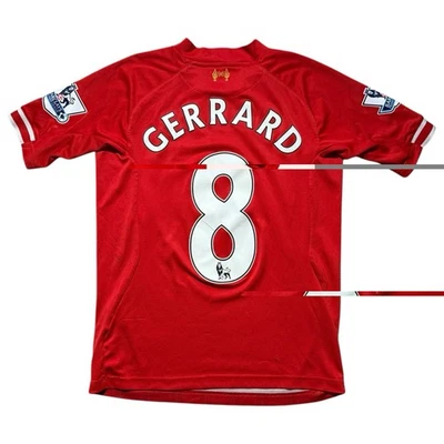 Liverpool Home Shirt 2013/14 Gerrard #8 Warrior Soccer Jersey PL Patches Men's S - Image 1 of 4