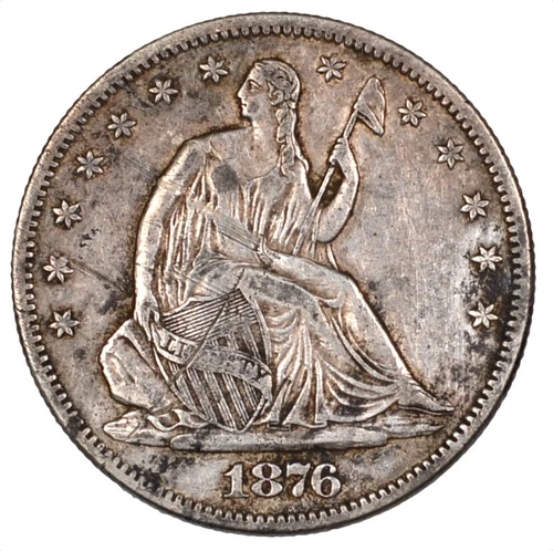 1876-S Liberty Seated Silver Half Dollar 50C - AU Scratched -