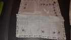 Swiss rose embroidered "MOTHER"  organdy linen Hankie Handkerchief 13"  New