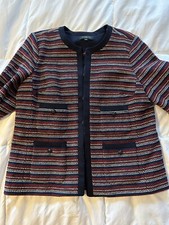 Talbots BOUCL  STRIPE JACKET Size XL PETITE MRSP 169 blazer Red White Blue