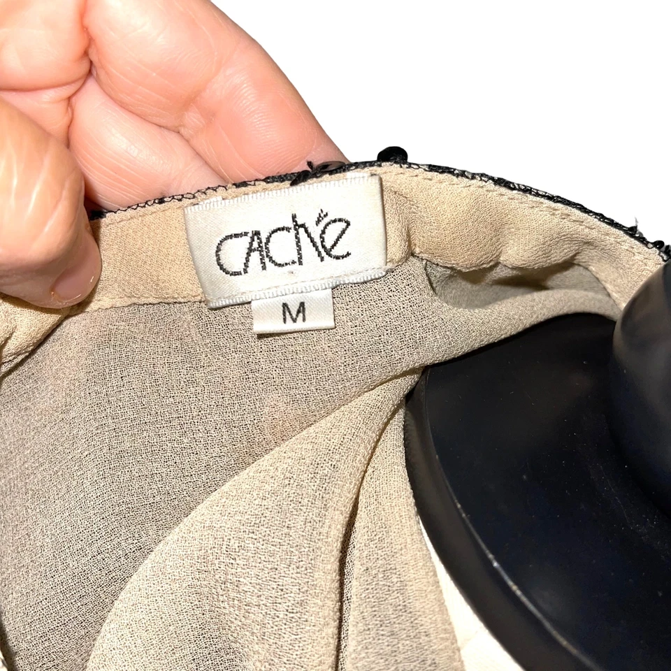 Conjunto de pantalones Cache Top para mujer vintage talla mediana negro rayón nailon encaje corsé años 90 Foto 4 de 4