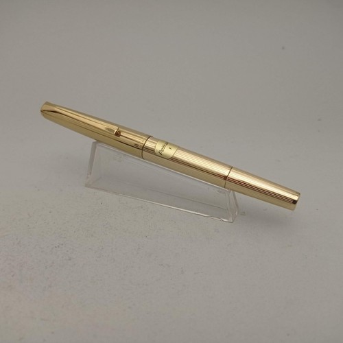PELIKAN M60 ROLLED GOLD PISTON FOUNTAIN PEN 18K F NIB VTG 70S UNIQUE RARE NOS - Picture 12 of 16