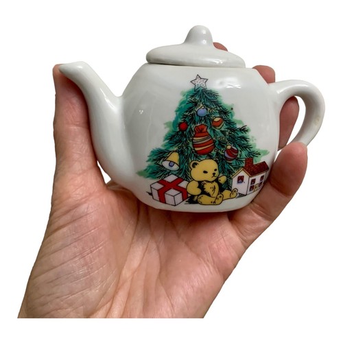VTG Ceramic 17 Piece Christmas Tea Set Dollhouse Miniature Pretend Play Kids - Picture 11 of 20