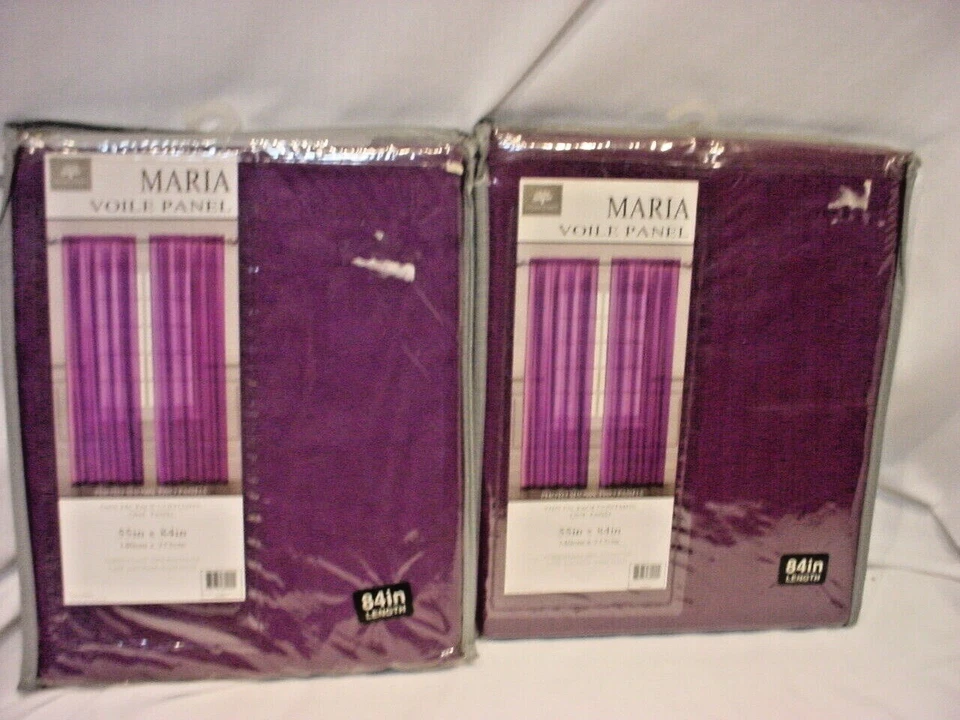 2  Sheer Curtain Panels Purple Victoria Classics Voile 55" X 84"  NIP - Image 2 of 3