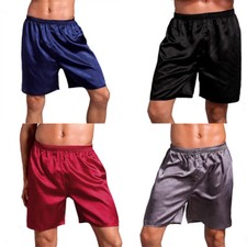 Mens Silk Satin Boxers Shorts Nightwear Pyjamas Lounge Pants Sleepwear Underwear