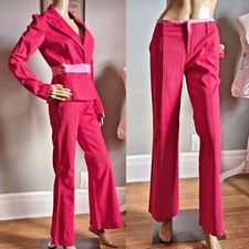 NWT Vintage Y2K Bisou Bisou Pink Pantsuit Legally Blonde Barbie Corpocore Flare
