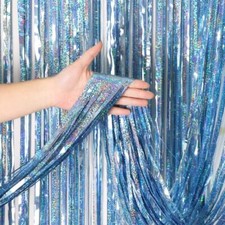 Foil Fringe Curtains Party Decorations - 2 Pack 3 x 8ft Tinsel Backdrop for P...
