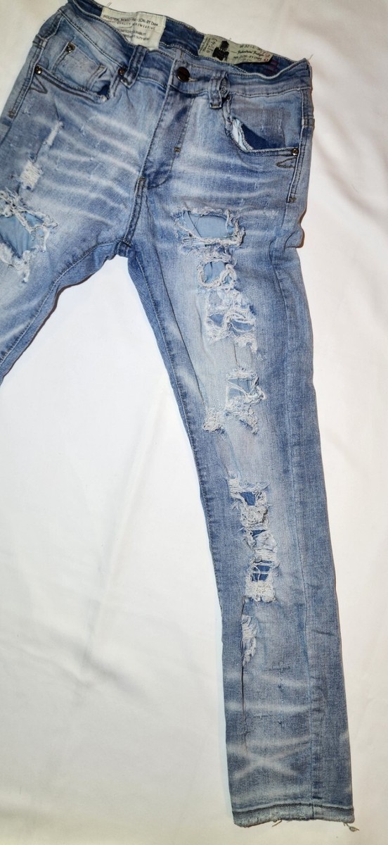 Industrial Indigo Men's Sz 32 x 30 Distressed Blue Straight Leg
