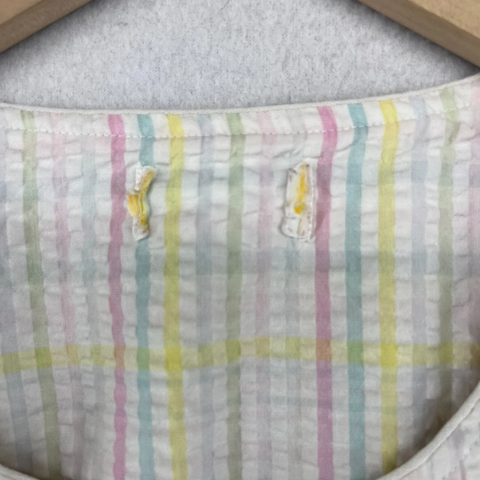 Camisón BARBIZON S Seersucker Rayas Cremallera Frontal Casa Vestido Salón Verde De Colección Foto 4 de 4