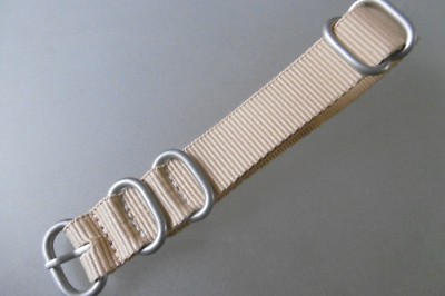Uhrband Zulu Nylon Uhrenarmband beige 5 Rundringe 18 mm Edelstahl matt