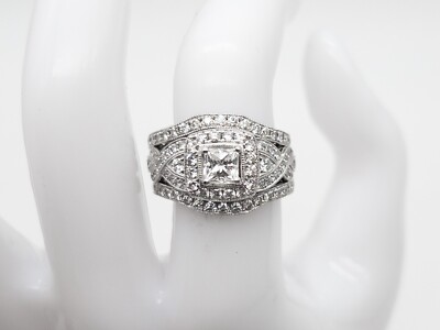 $10,850 NEIL LANE 3ct Princess Cut Diamond 14k White Gold